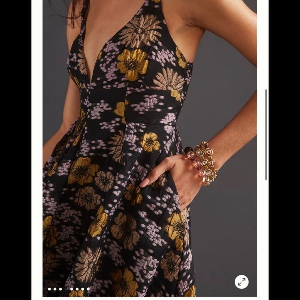Anthropologie Jacquard A-line Floral mini dress NWT size 4 - Picture 11 of 12
